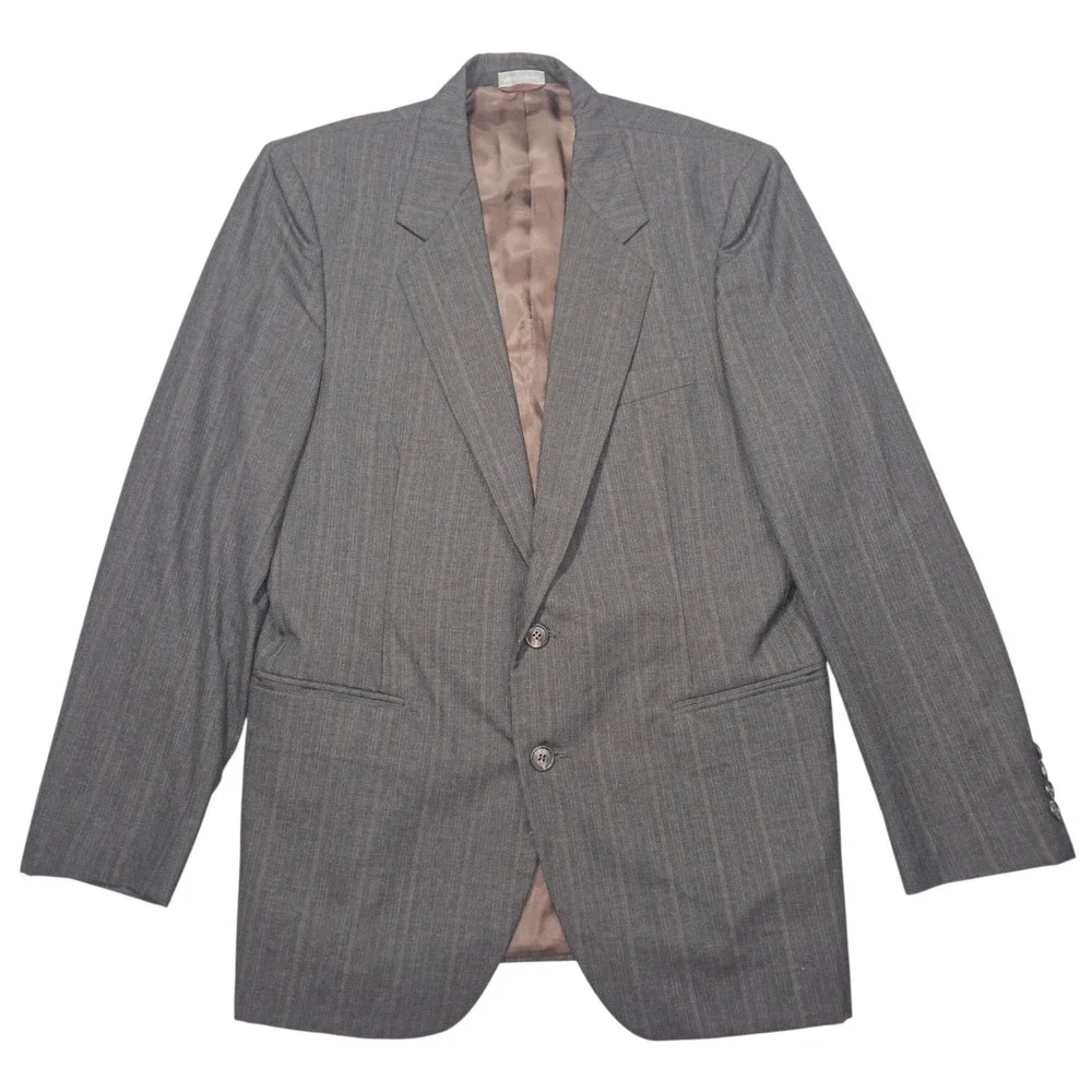 VTG Oleg Cassini 80s Pinstripe Blazer Sport Coat Grey Sz 40R